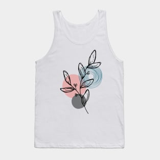 Leaf line art with circular pattern as the background Tank Top